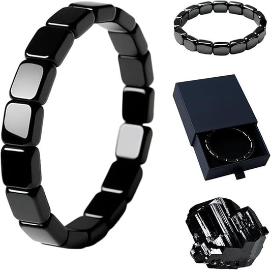 Elastic Hematite Geometric Bead Bracelet